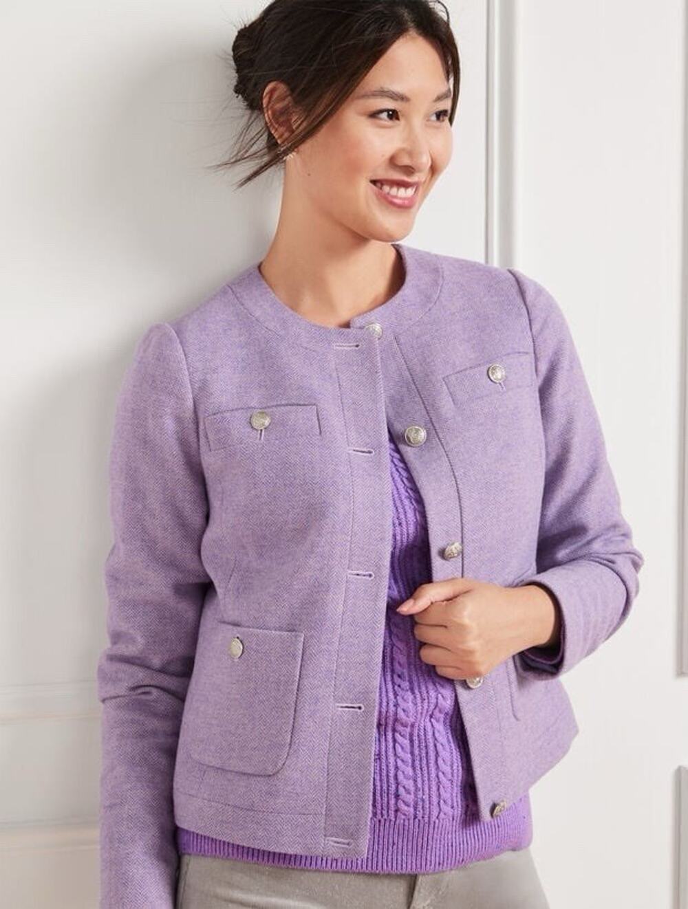 Talbots Women’s Herringbone Shetland Jacket Lavender Purple Size 10P
